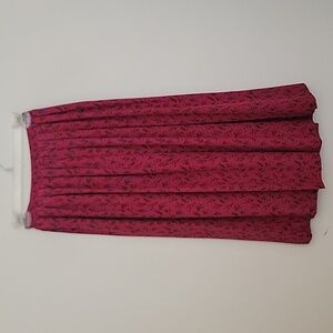 Vintage Leslie Fay Red Purple & Green Floral Midi Skirt S